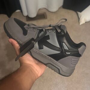 Off White Out of Office Gray and Black Athletic Sneakers